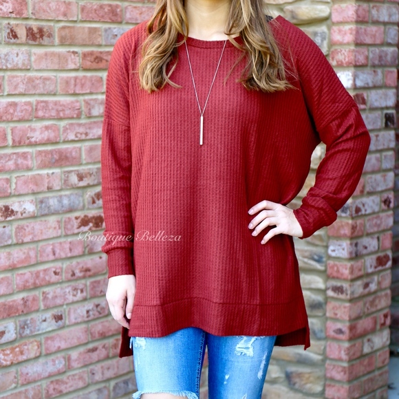 Brushed Thermal Tunic with High-Low Hem in Clay - Picture 4 of 6